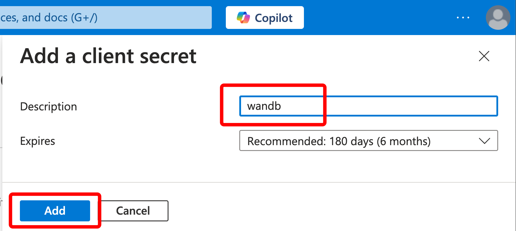 Client secret configuration