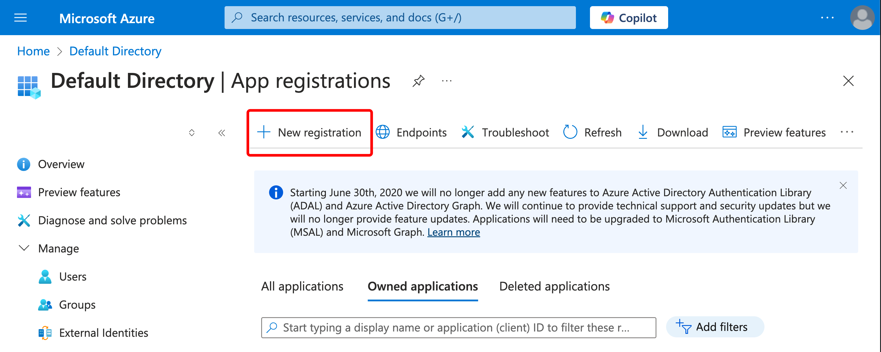 New registration button