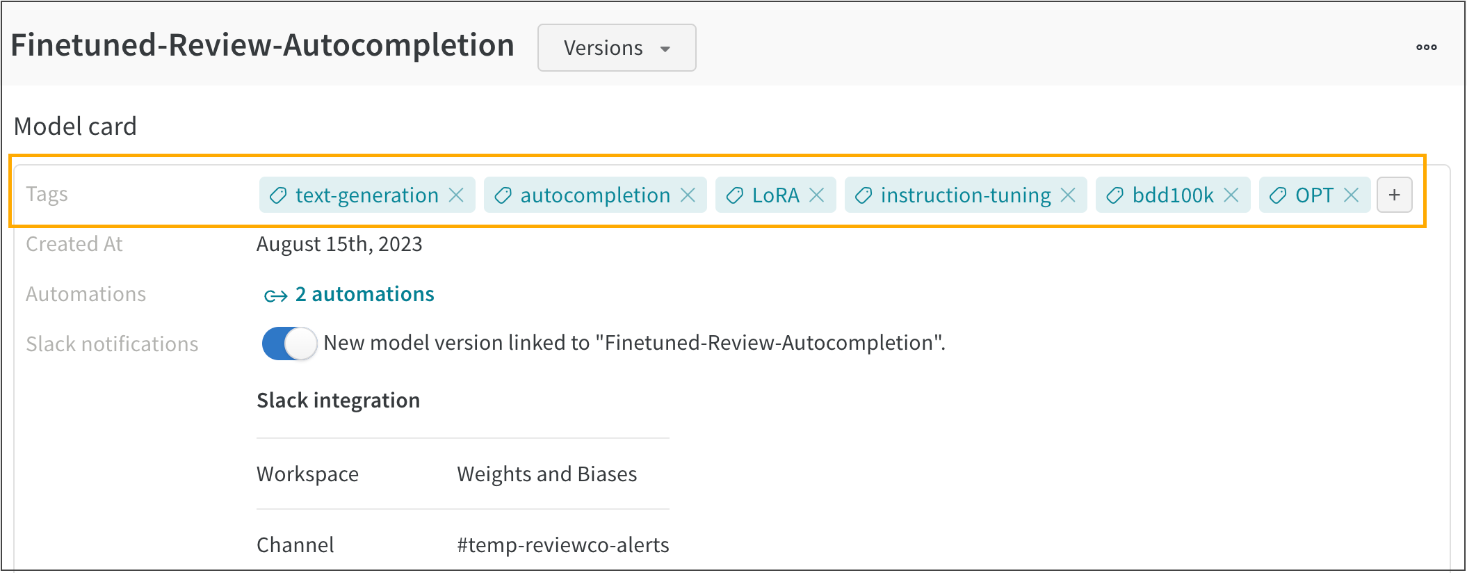 Model with multiple tags